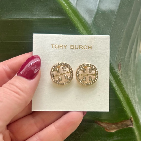 Tory Burch Gold and Silver Logo Earrings - Picture 2 of 3